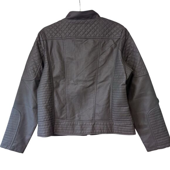 Charcoal Gray Faux Leather Zip Up Mock Neck Jacket XL NWT - Snobbish - Picture 12 of 16